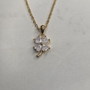 Sparkly Clover Gold-tone Necklace